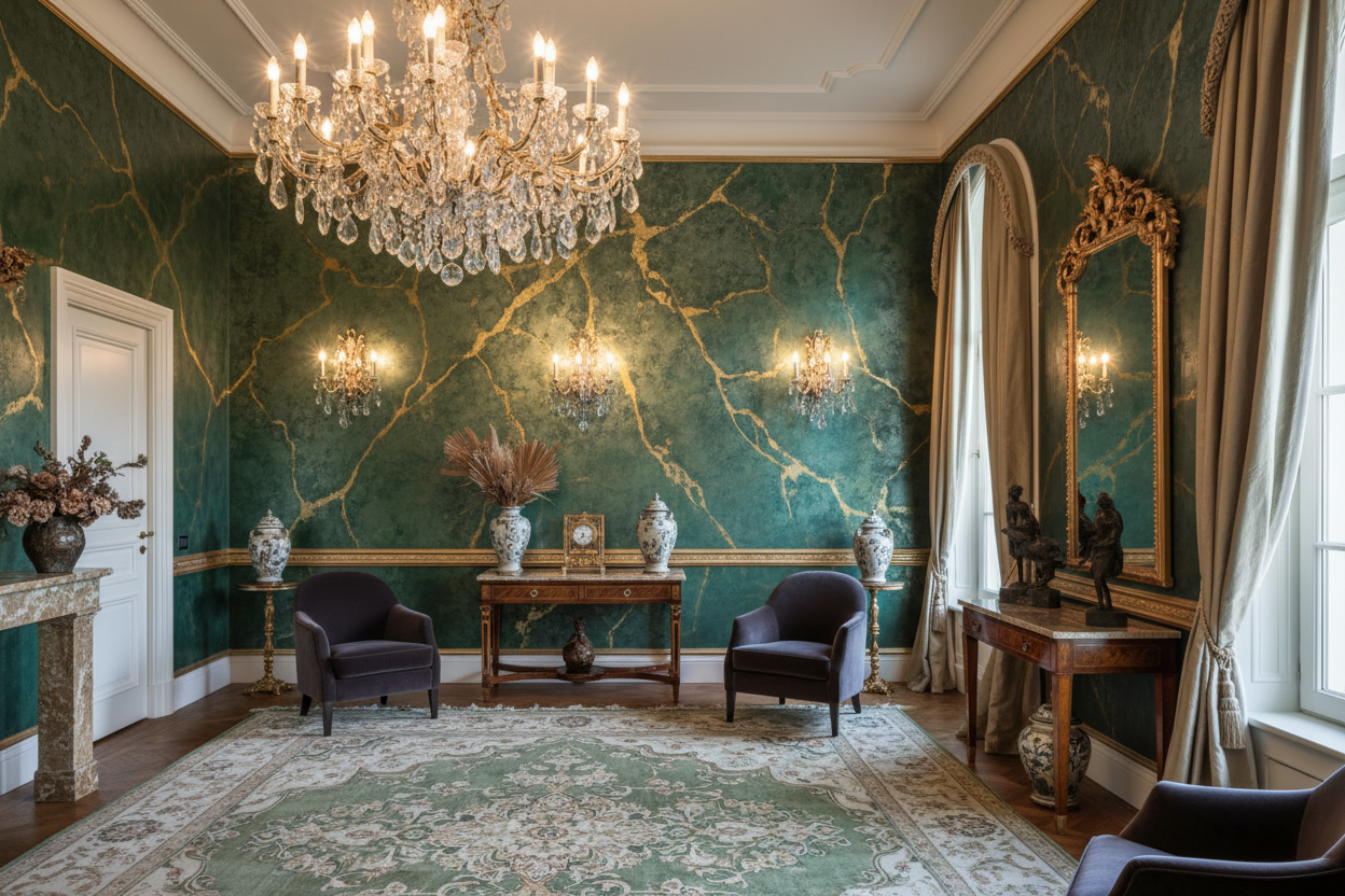 Venetian Plaster Verde y Dorado